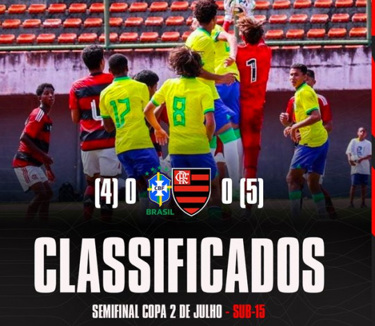 FLAMENGO SUB-15 ELIMINA SELEÇÃO BRASILEIRA DA CATEGORIA NA COPA 2 DE JULHO