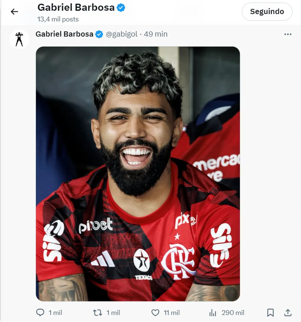 APÓS POSTAR FOTO SORRINDO, TORCEDORES DO FLAMENGO CRITICAM GABIGOL PELA CONDUTA DO ATACANTE APÓS A EXPULSÃO