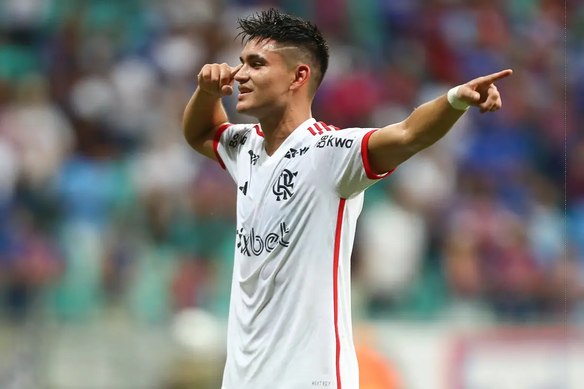 Carlos Alcaraz comemora seu primeiro gol pelo Flamengo no Brasileirão - Foto: Reprodução