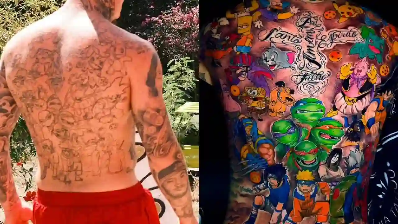 MC Daniel exibe tatuagens de personagens icônicos nas costas, com anestesia - foto: reprodução