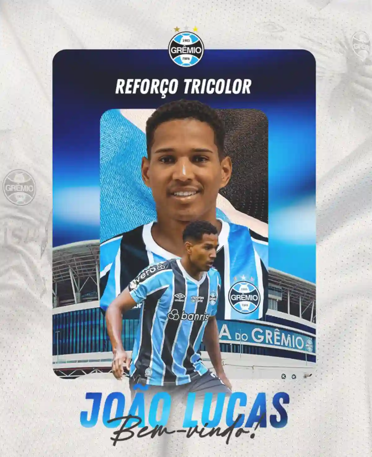 João Lucas, ex-Flamengo, é anunciado no Grêmio - Foto: Reprodução/Grêmio FBPA