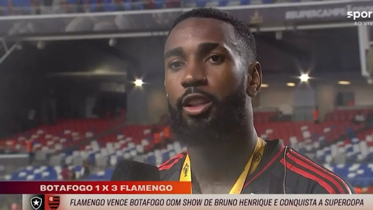 Gerson revela discurso que fez para jogadores do Flamengo antes da conquista do título da Supercopa (Reprodução/SporTV)